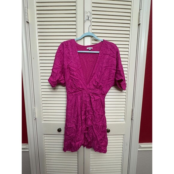 BTFL-LIFE Candra Floral Jacquard Kimono Sleeve Dress Pink Size XS - Picture 1 of 6